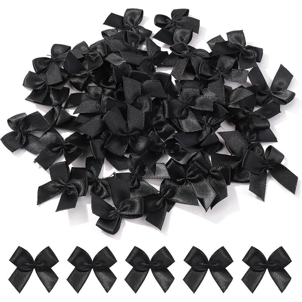 100 шт./набор Разноцветные атласные бантики Нашивки Аппликация Мини галстук-бабочка DIY Одежда Швейное украшение