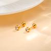 High Quality Shiny Zircon Heart Stud Earrings for Women, Stainless Steel Gold Color Earrings, Light Luxury Jewelry Gift