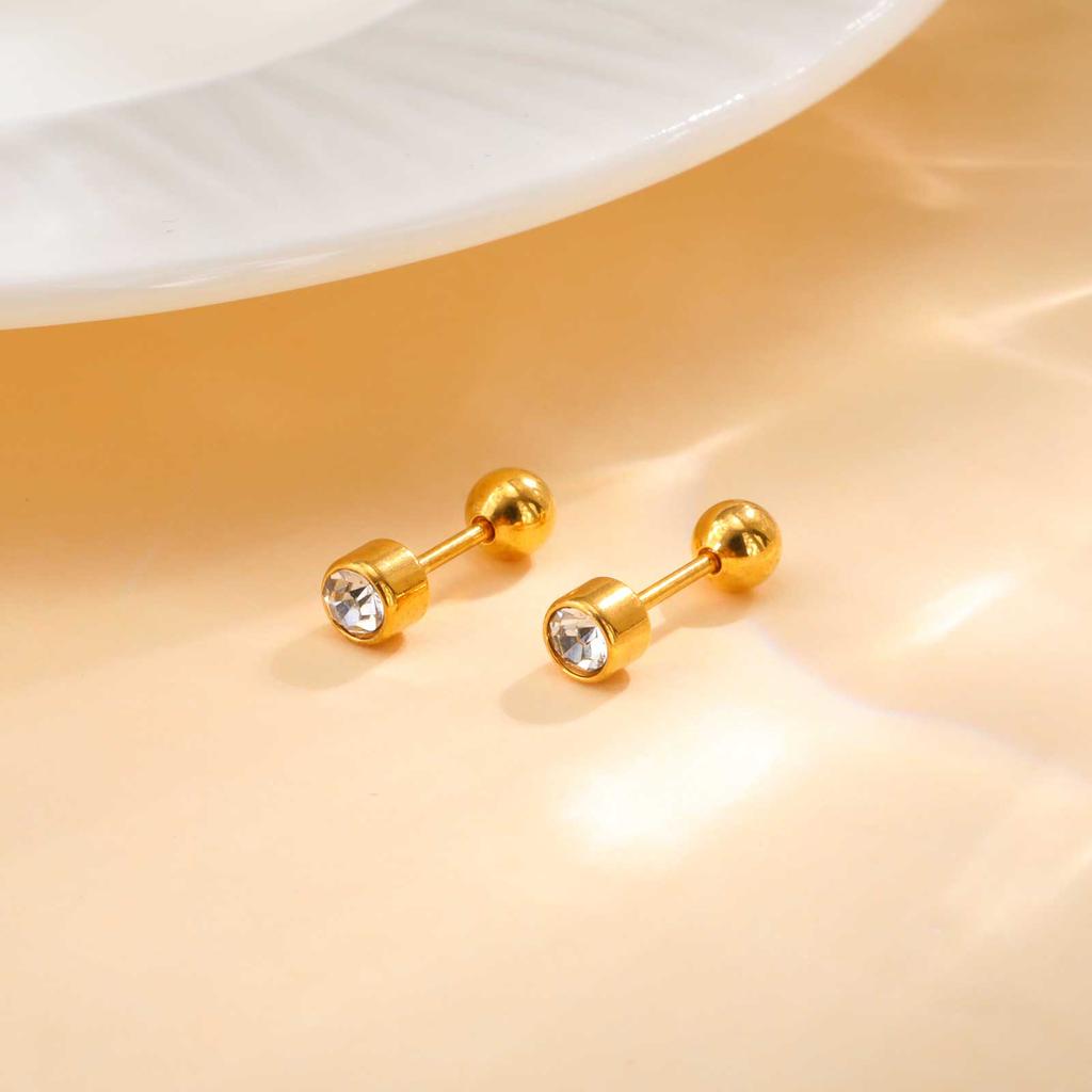 High Quality Shiny Zircon Heart Stud Earrings for Women, Stainless Steel Gold Color Earrings, Light Luxury Jewelry Gift