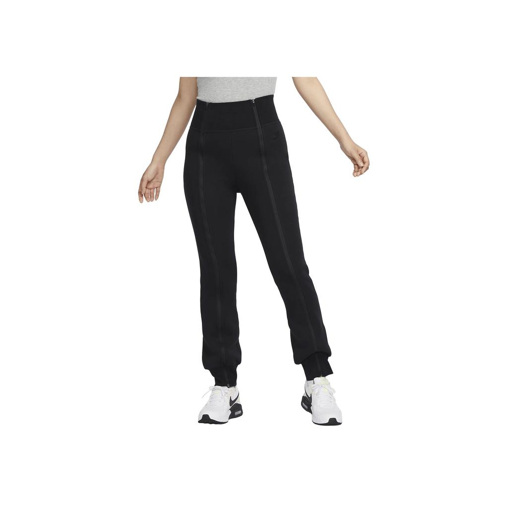 Nike Однотонные облегающие спортивные брюки с высокой талией и манжетами на молнии, женские плавки черного цвета FN7130-010