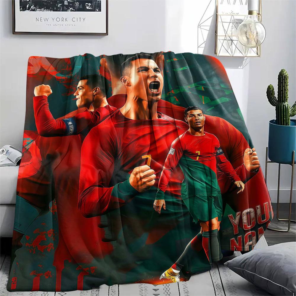 1PC Custom Name CR7 Patterned Flannel Blanket Suitable For All Seasons for Home Decor Warmth and Comfort Gifts Holiday Present -HE117