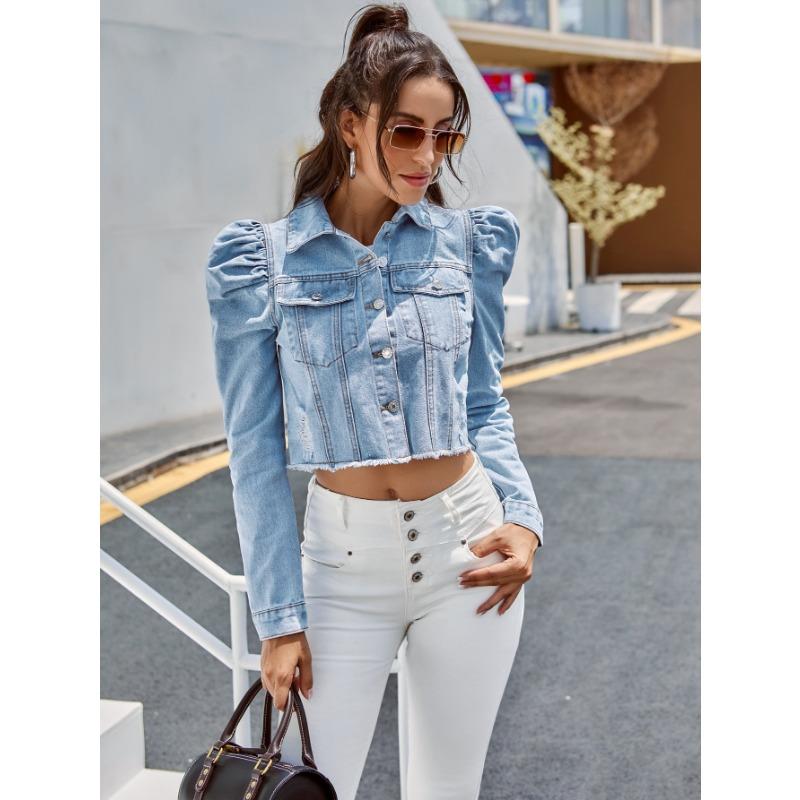 Весенне-осенняя женская модная повседневная джинсовая куртка с лацканами в стиле Court Style