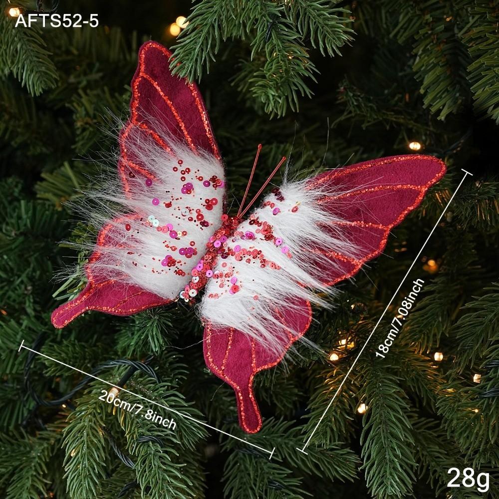 Sequin Bead Butterfly Ornament Fabric Wing Party Decor Multi Color Xmas Hanger Xmas Tree