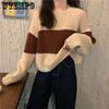 Spring and Autumn New Cropped Knitted Top Women's Sweater Loose Versatility Casual Design Sense Niche Long-sleeved T-shirt