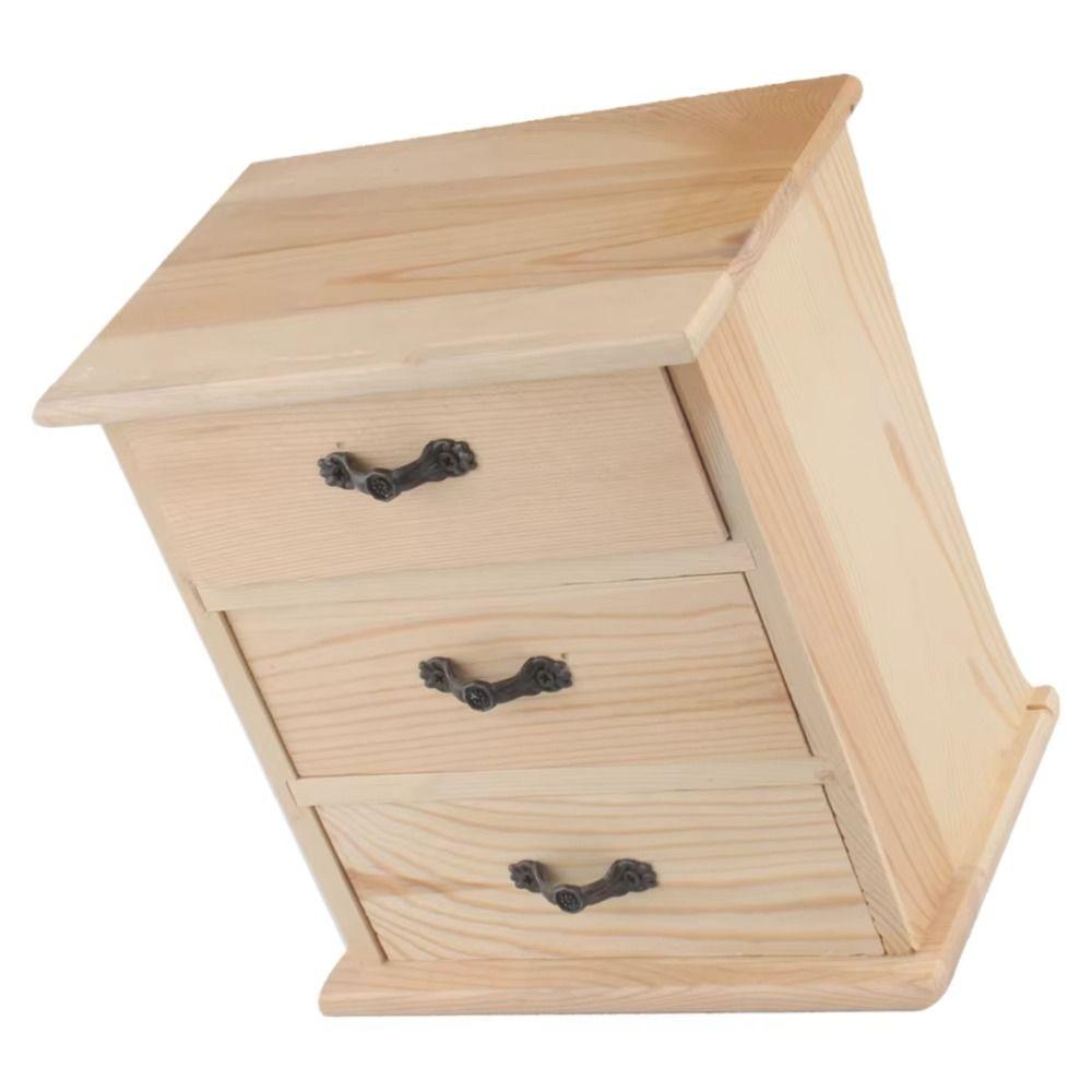 3-Layers Wooden Jewelry Storage Holder Simple Stationery Storage Stand Office Supplies