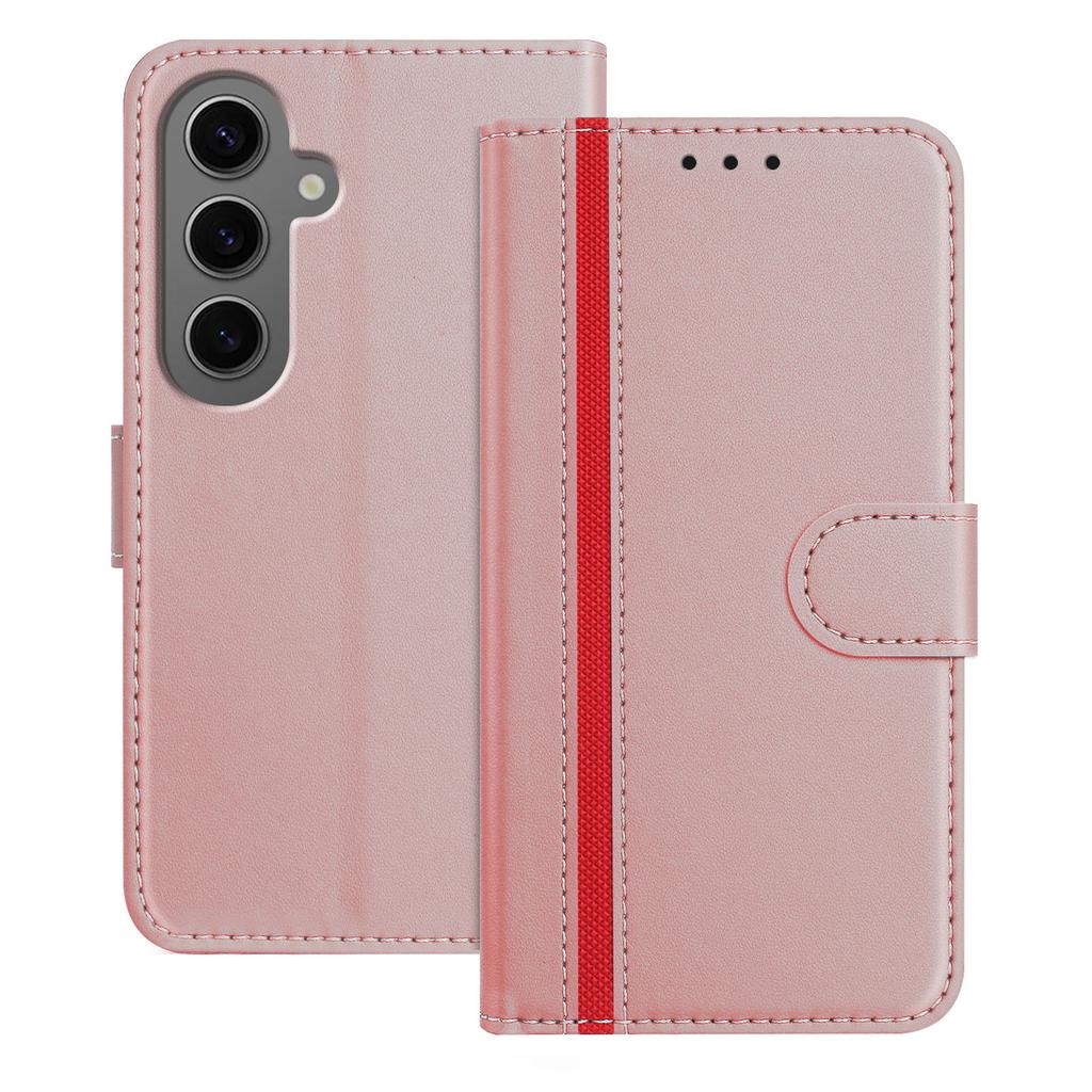 For Samsung Galaxy S24+ Phone Cases Wallet Stand Color Splicing Leather Cover with Magnetic Clasp