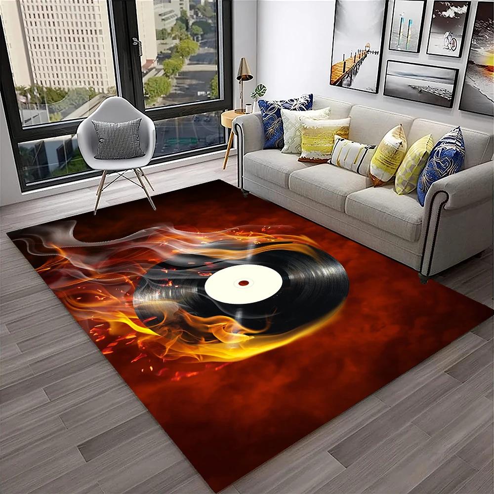 3D Ретро Виниловая Пластинка Музыка Искусство Ковер Коврик для Дома Гостиная Спальня Диван Придверный Коврик Декор, Ковер для Детской Игровой Зоны Нескользящий Напольный Коврик