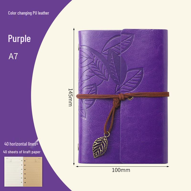 Retro Leaf Ring-Bound Travel Journal Notebook