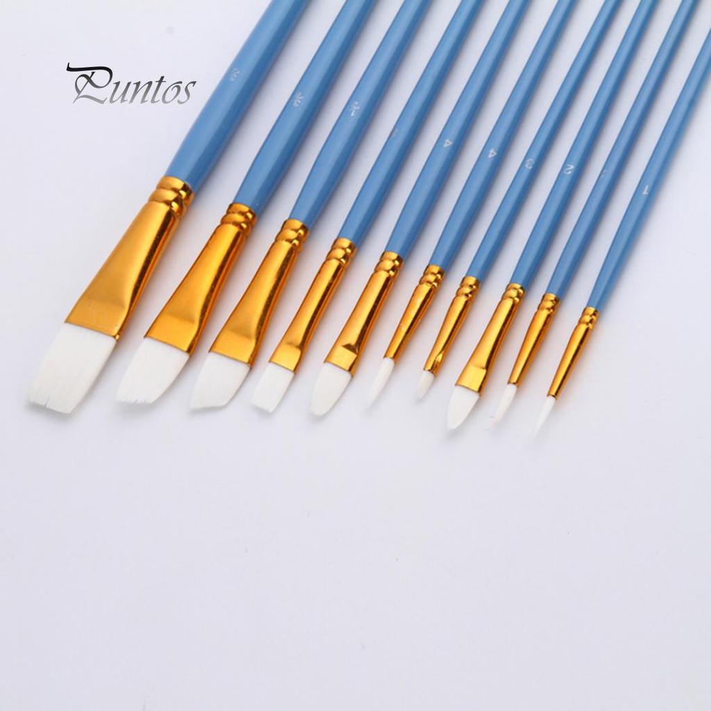 10Pcs/Set Different Size Paint Brush Pens for Artist Watercolor Oil Painting