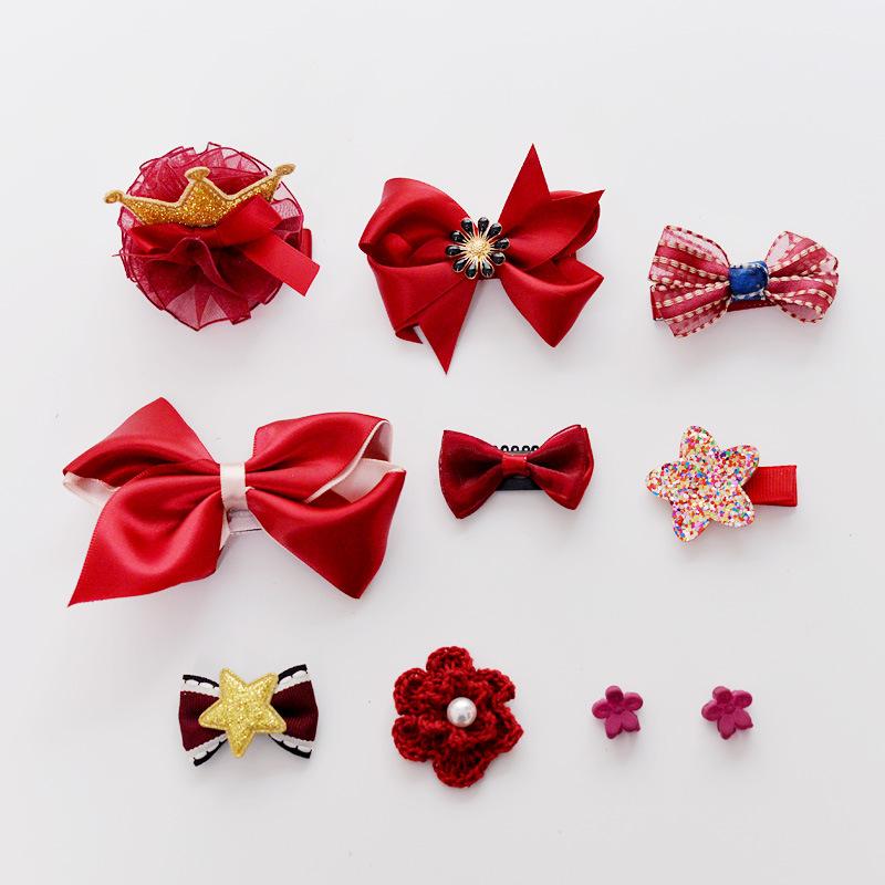 10 Pcs Girl's Hair Clips Set Bowknot Crown Hair Barrette Hairpin Hair Accessories for Toddles Gift Box