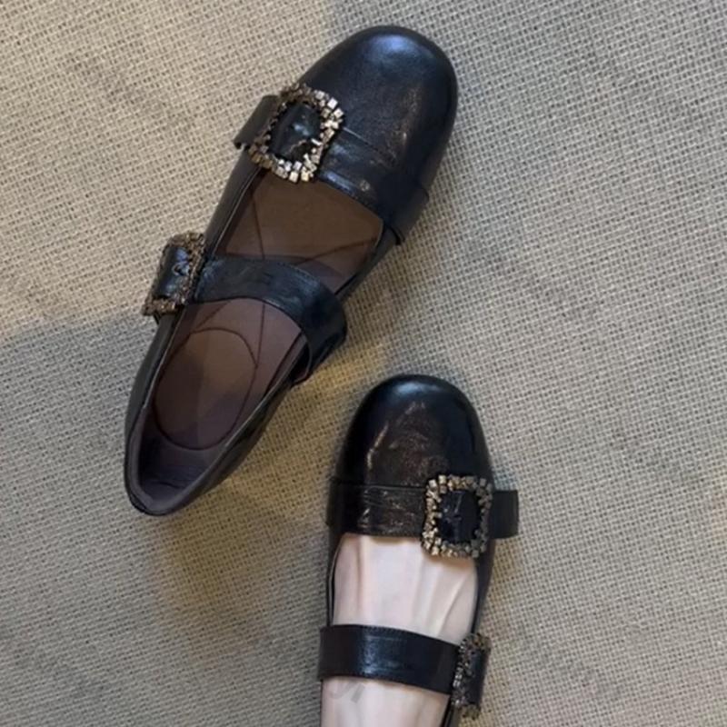 Fashion Women Shoes 2025 Spring Autumn New Vintage Soft Sole Buckle Strap Mary Jane Shoes Fashion Comfort Metal Decoration Ballet Shoes