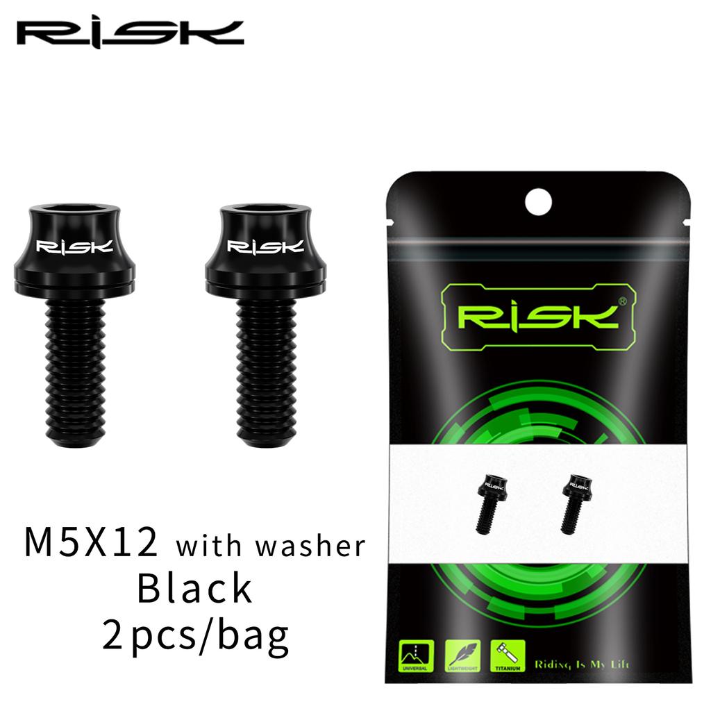RISK M5x12mm Bicycle Water Bottle Cage Fixing Screws Titanium Alloy MTB Road Bicycle Bottle Holder Screws Air Pump Fixed Bolts