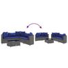 6 Piece Garden Sofa Set with Cushions Grey Poly Rattan
