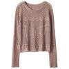 Hollow Out Long Sleeved Knitted Sweater for Women Thin and Chic Retro Japanese Lazy Sunscreen Top