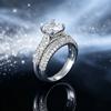 Princess-cut diamond ring set Light luxury double-row diamond ring, stackable ring