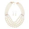 Exaggerated Multilayer Pearl Earrings Necklace Set Fashionable Personalized Accessories
