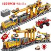 High-Tech Train Harmony City High-speed Rail Electric Motor Military Train Building Blocks RC Track Bricks Children Toys Gifts