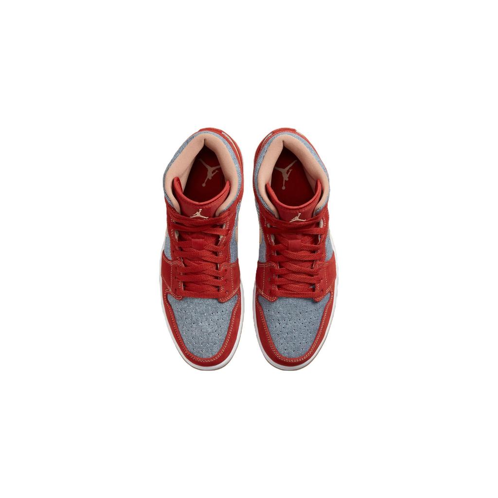 Кроссовки Air Jordan 1 Mid SE PS Denim Red Детские Оранжевый Киноварь Пенька DM4383-600