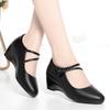 Women's Single Shoes with Buckle, Catwalk Shoes, Wedge Heels, Soft Leather and Soft Sole Shoes, Comfortable Shoes