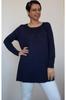 Женская стильная футболка большого размера, темно-синяя футболка из вискозы из чесаного хлопка со сборками, с укороченной передней и задней частью