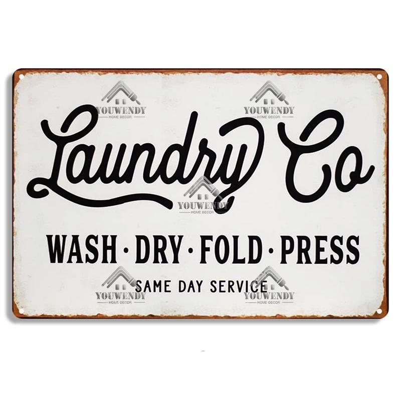 Laundry Sign Vintage Tin Sign, Metal Plaque, Retro Metal Sign, Wall Decor for Laundry Room