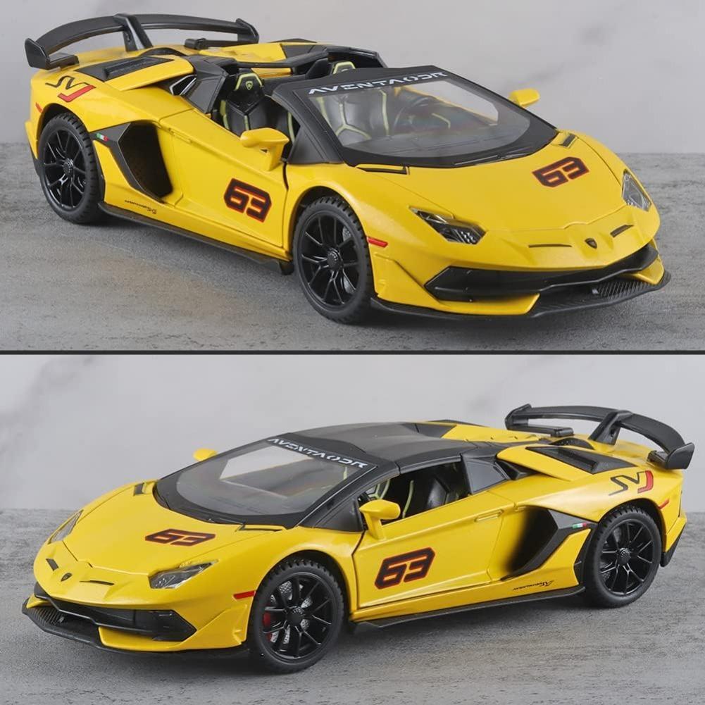1/24 спортивный автомобиль Lambo SVJ 63, литой металлический автомобиль, игрушки, модели автомобилей со съемной крышей, звуковой подсветкой и откатом назад для детей от 3 лет и старше