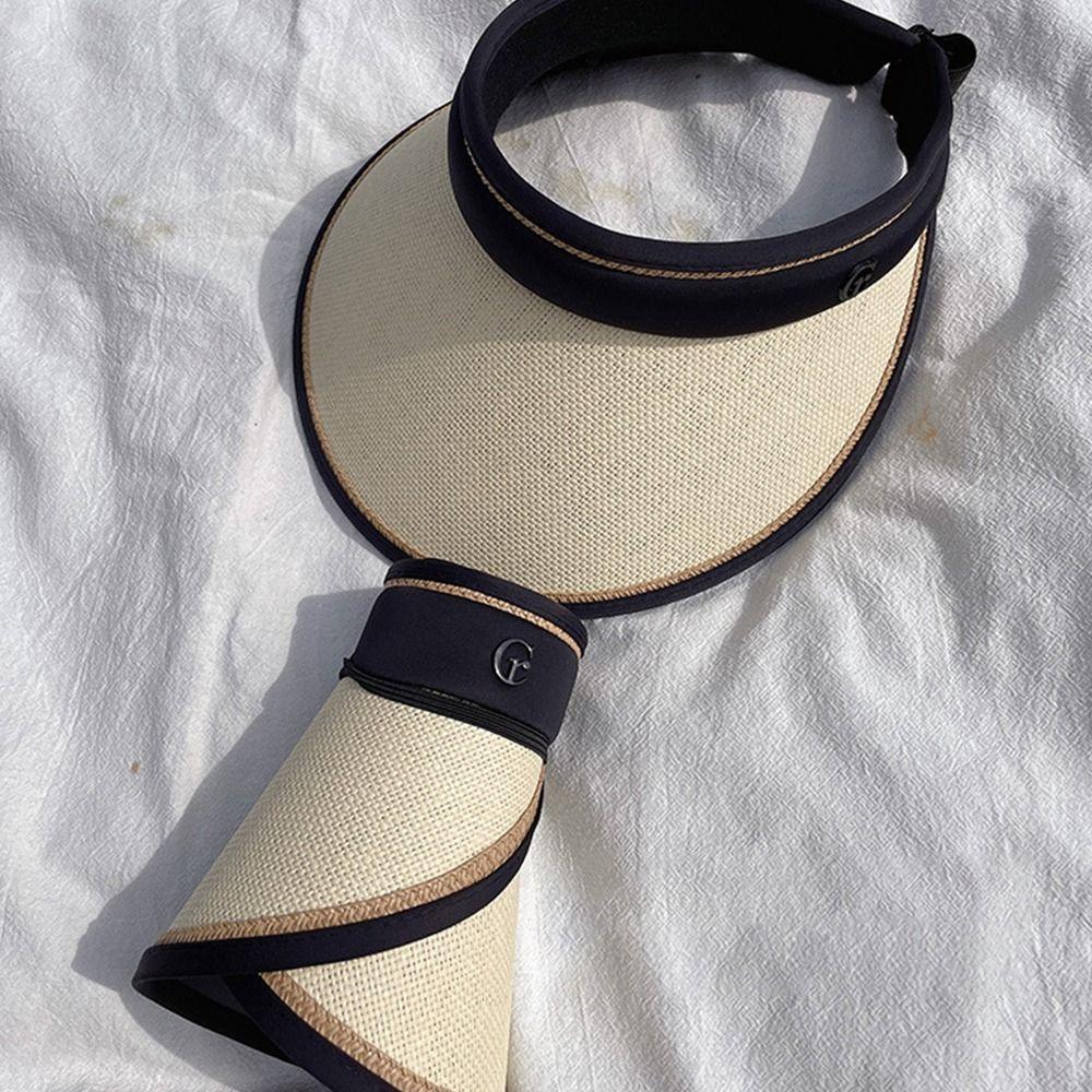 Пустой верх Портативный Складной Широкий Большой Козырек Повседневная Соломенная Шляпа Пляжная Шляпа Солнцезащитные Шляпы Солнцезащитный Козырек