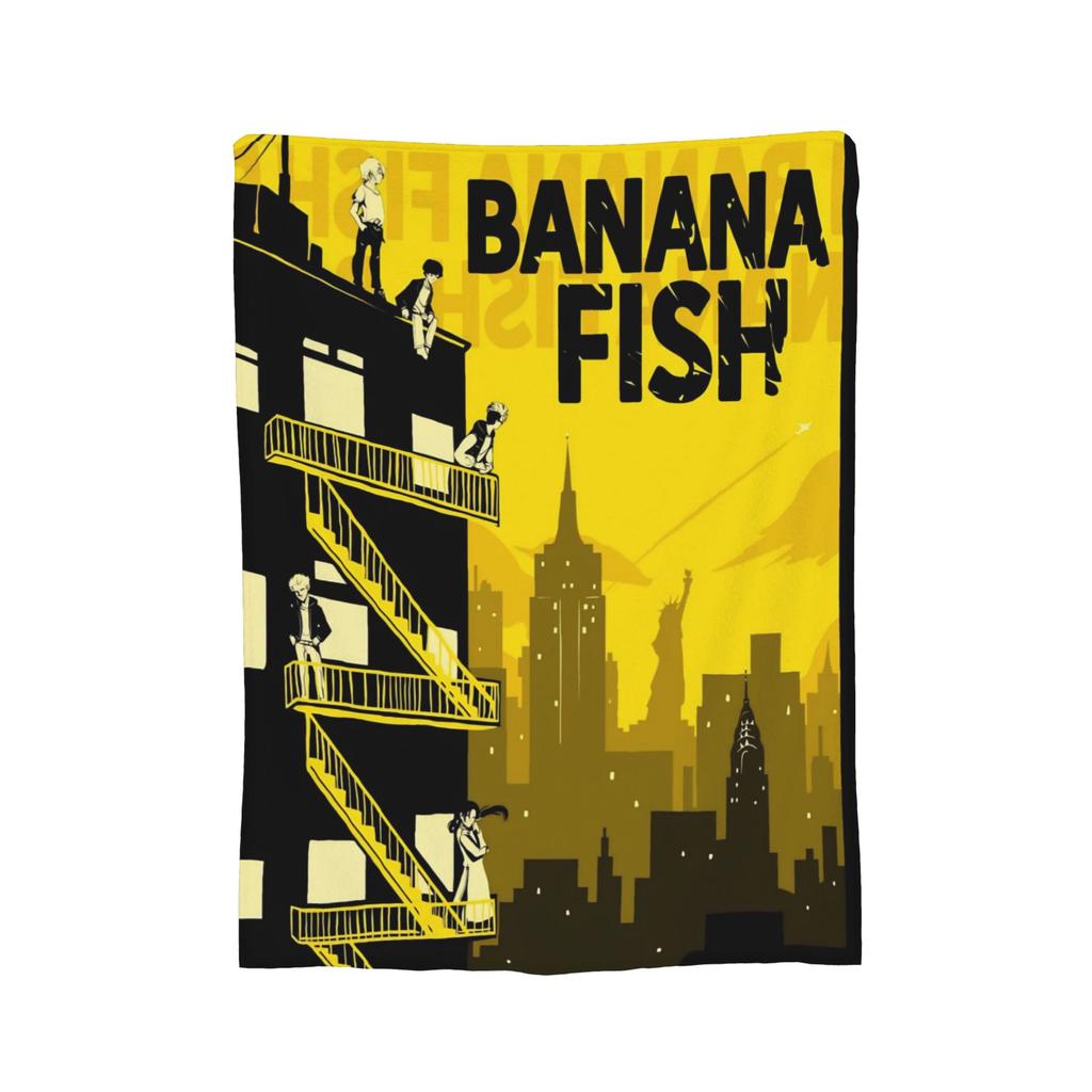 Banana Fish Anime Throw Blanket for Couch  Soft Fuzzy Plush Blanket 50x60 Inch Multiple Sizes Bedspreads for All Seasons