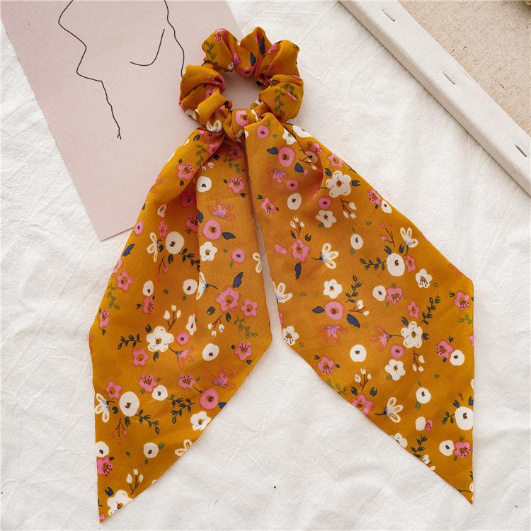 Chiffon Printing Flower Bandana Hair Scarf Headband for Women Vintage Long Ribbon Scrunchie Beach Bandanas Hair Accessories