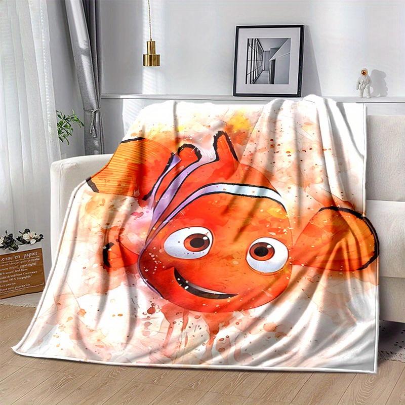 1pc, Finding Nemo Inspired Watercolor Art Blanket - Seasonal Decorative Throw for Home, Soft Flannel Throw Blanket - Versatile & Cozy for Be