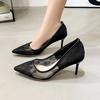 Fashion Women Fetish Sexy 9cm High Heels Mesh Sandals Pumps Lady Lace Breathable Scarpins Footwear Office Party Stripper Summer Shoes