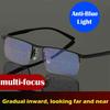 Очки с защитой от синего света +1.5 до +4.0 диоптрий Прогрессивные очки для чтения Очки с полуободковой оправой Регулируемые для повседневной носки Унисекс