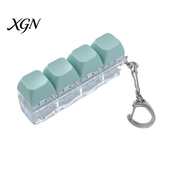 Sensory Fidget Gadget 3/4-Keys Keyboard Toy, Stress Relief Push Button Finger Students Focus Aid Clicker Keychain, Pocket Size Mechanical