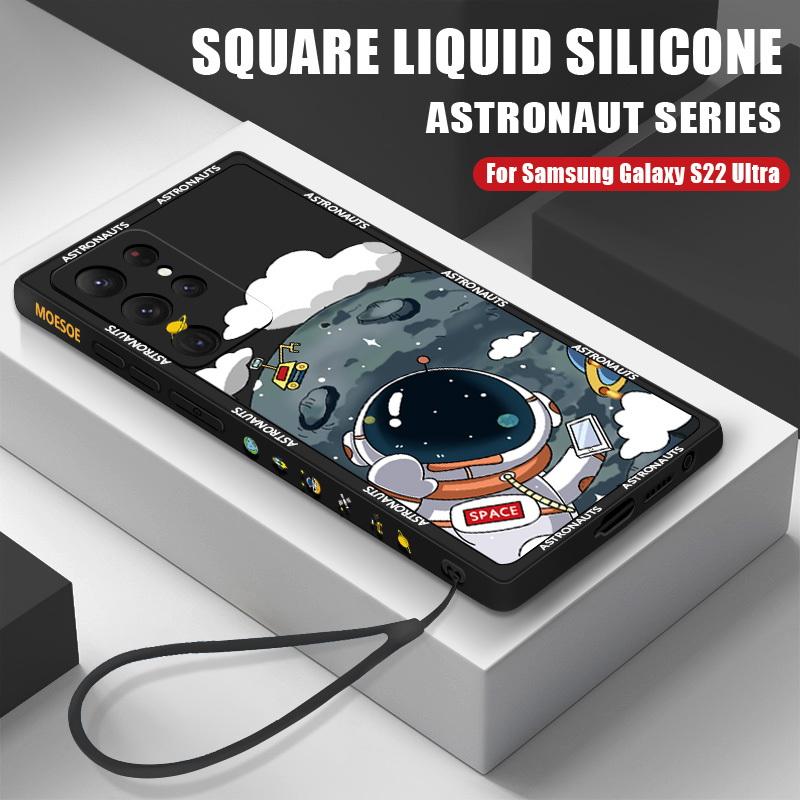 Чехол из жидкого силикона серии Astronaut для Samsung S25 S24 FE S23 Ultra S22 S21 Plus A56 A36 A16 A55 A15 A35 A54 A14 A32 5G с защитой от падения с высоты