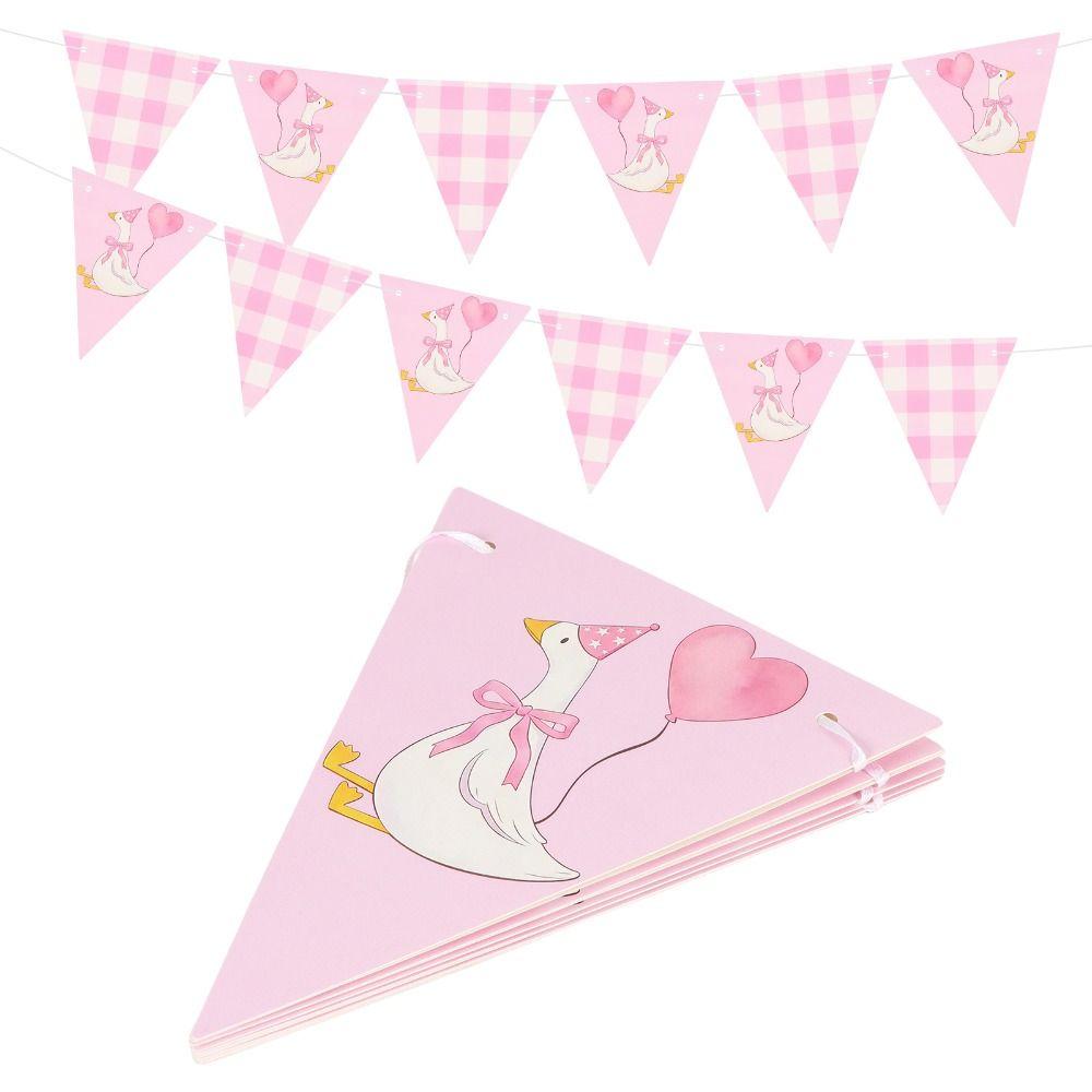 Pink Color One Silly Goose Party Triangle Banner Theme Design Goose Theme Garland  1st Birthday
