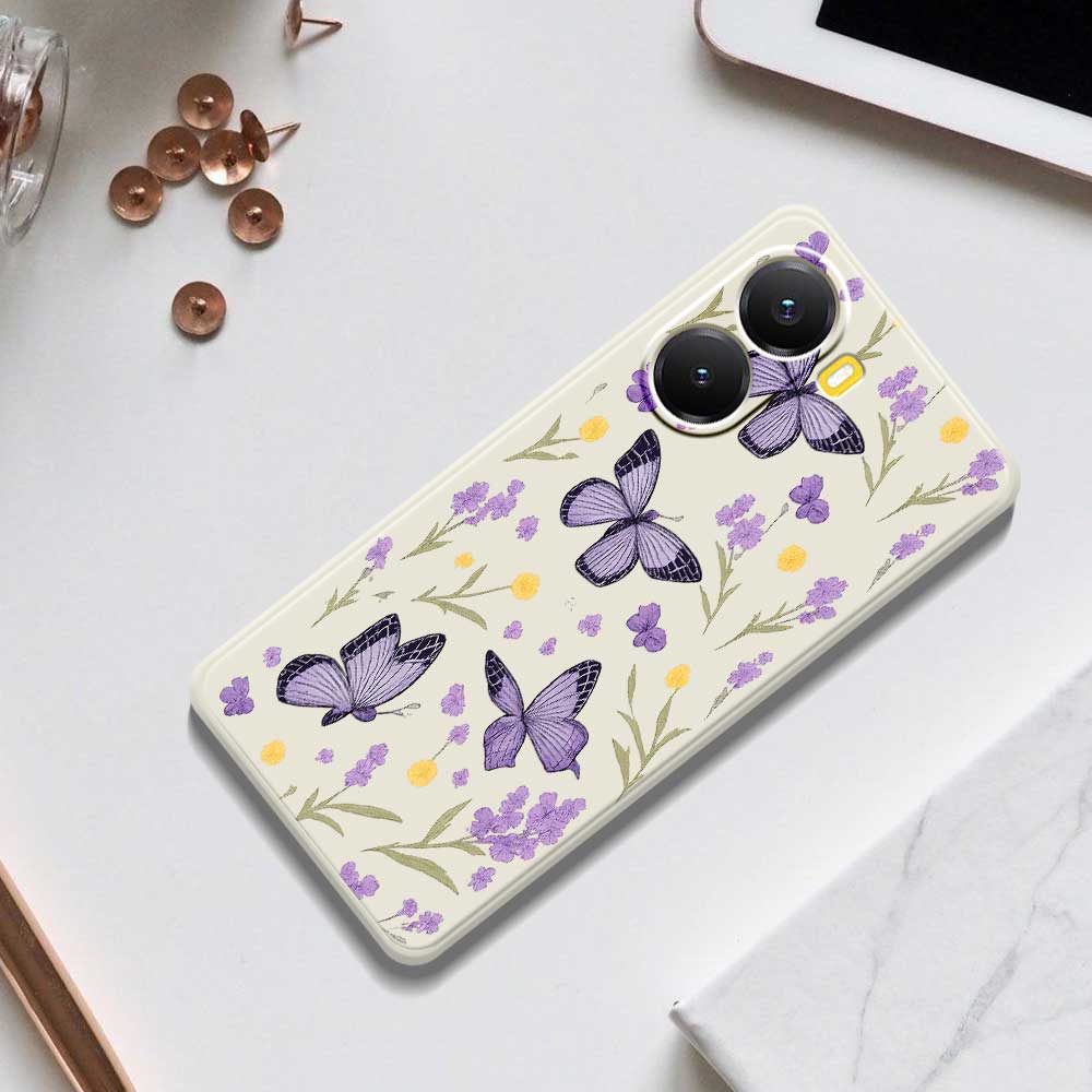 For Xiaomi Redmi Turbo 4 5G/Poco X7 Pro 5G Case Purple Butterflies Pattern Printing Straight Edge TPU Phone Back Cover