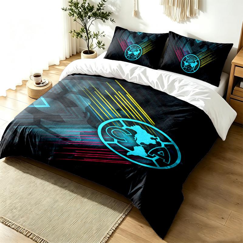 Club America 3pc Duvet Cover Set Simple Modern Bedding Set Wrinkle Resistant Soft Fabric All Season Use a perfect gift
