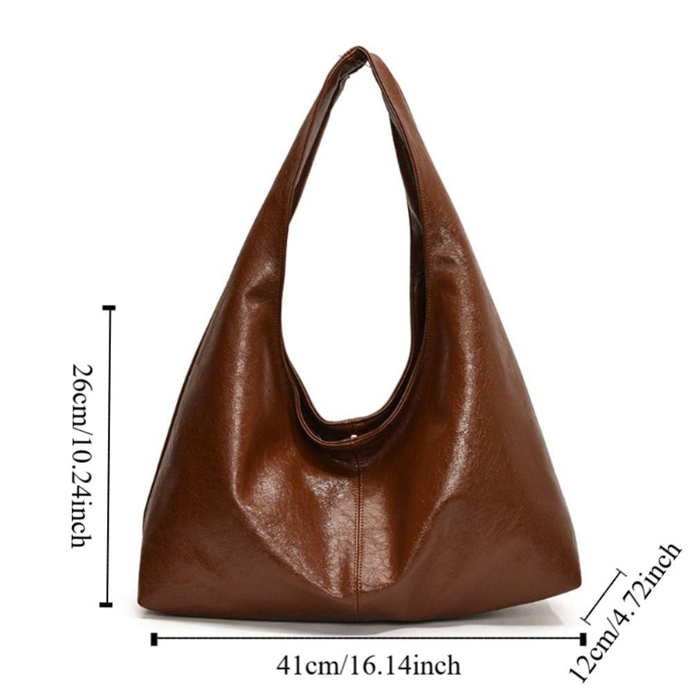 Tote Bag Retro PU Tote Bag Korean Style Underarm Packs Sweet Large Capacity Handbag Office Worker