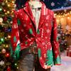 Men's Ugly Christmas Corduroy Warm Pocket Suit Jacket Cardigan Men's Casual Suit