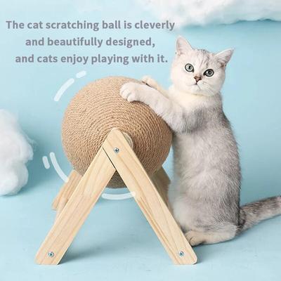 Мячовые игрушки для кошек, устойчивые треугольные игрушки из сизаля и дерева, домашние вещи для кошек, прочные, царапаются, крутые царапины на подставке, вращаются