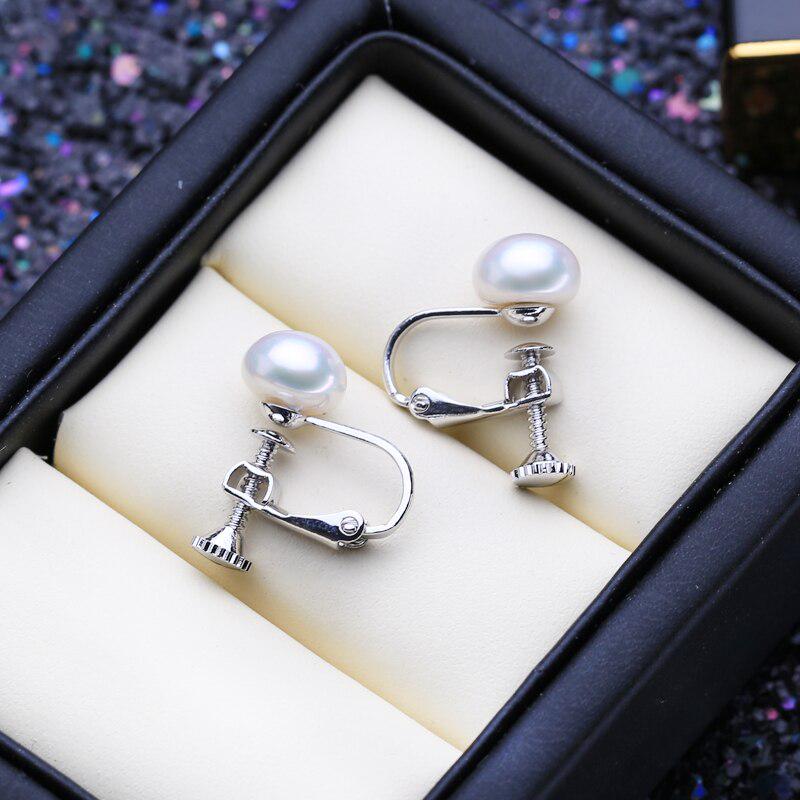 LSOOYH Natural Freshwater Pearl Earrings For Women Fashion Boho Clip On Stud Earrings Pearl Jewelry