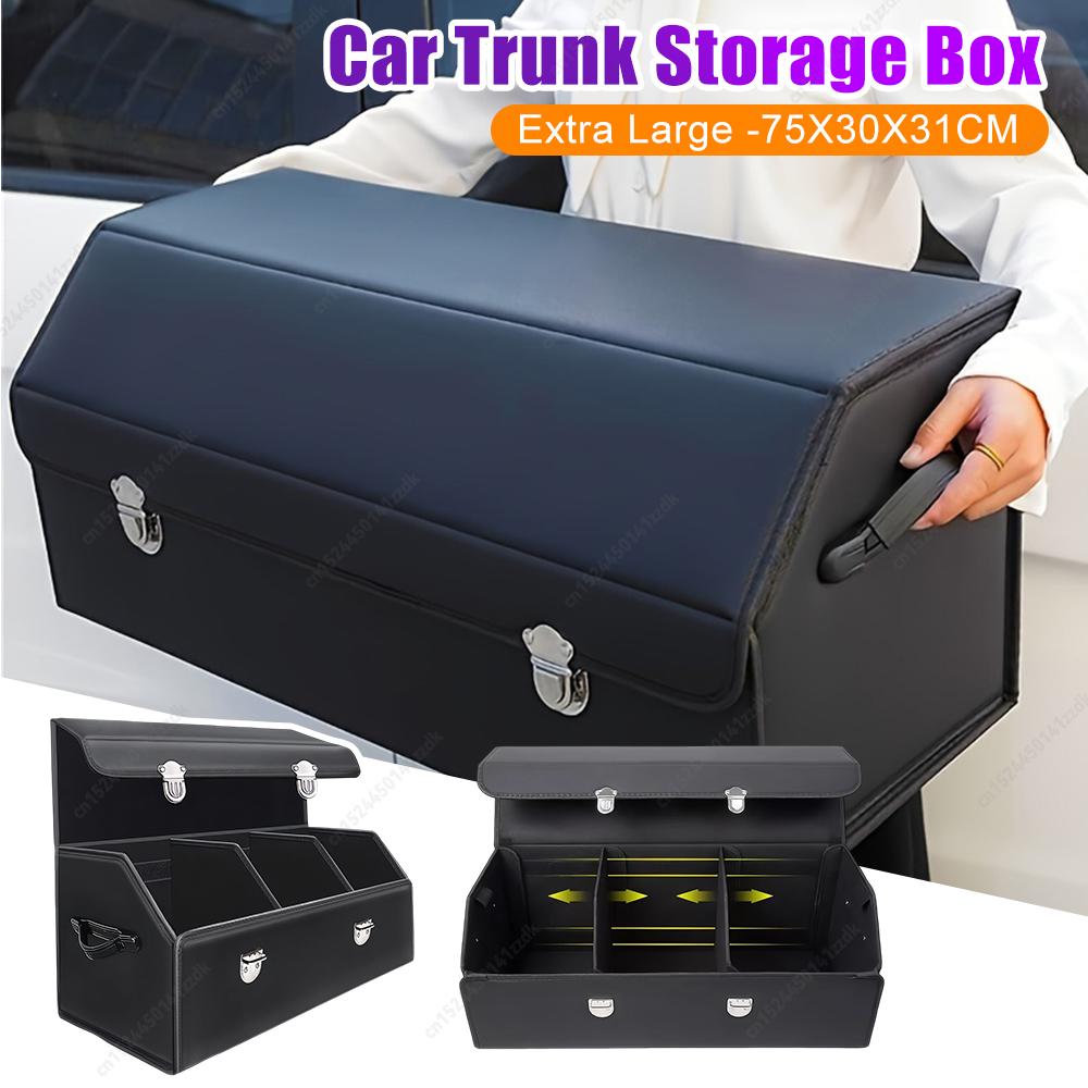 Car Trunk Organizer Box Large Capacity Auto Multiuse Tools Foldable Storage Bag Stowing/Tidying Leather for Emergency Accessar