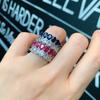 High Imitation Red Treasure, Sapphire Ring, Light Luxury Wide Row Ring