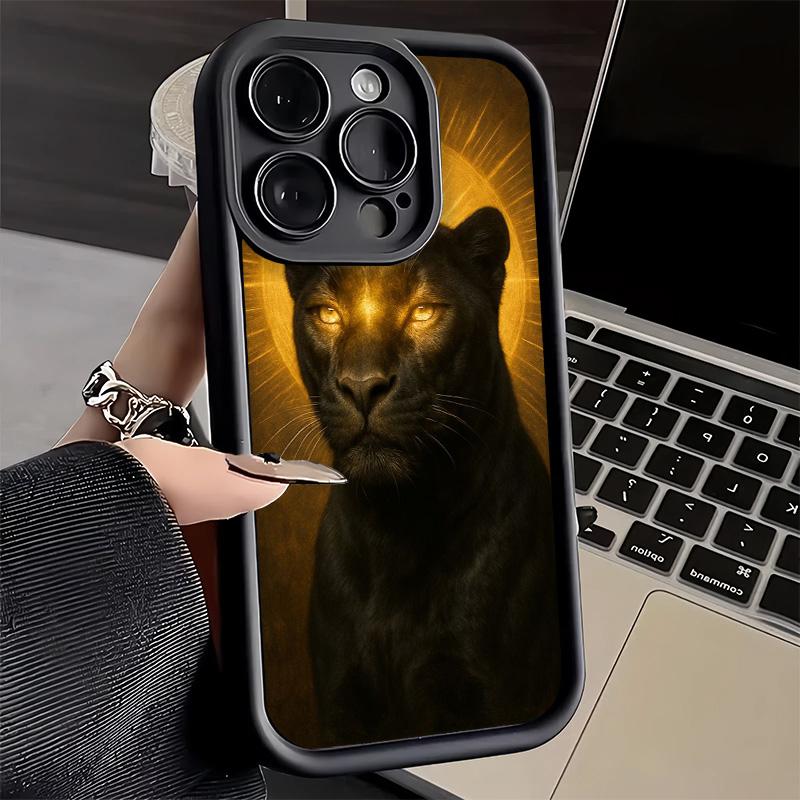 Чехол для телефона iPhone 17 Air 16E 15 16 Pro Max Черная Пантера Крутой Чехол с Животным 14 Plus 13 12 Mini Мягкий Силиконовый Fundas