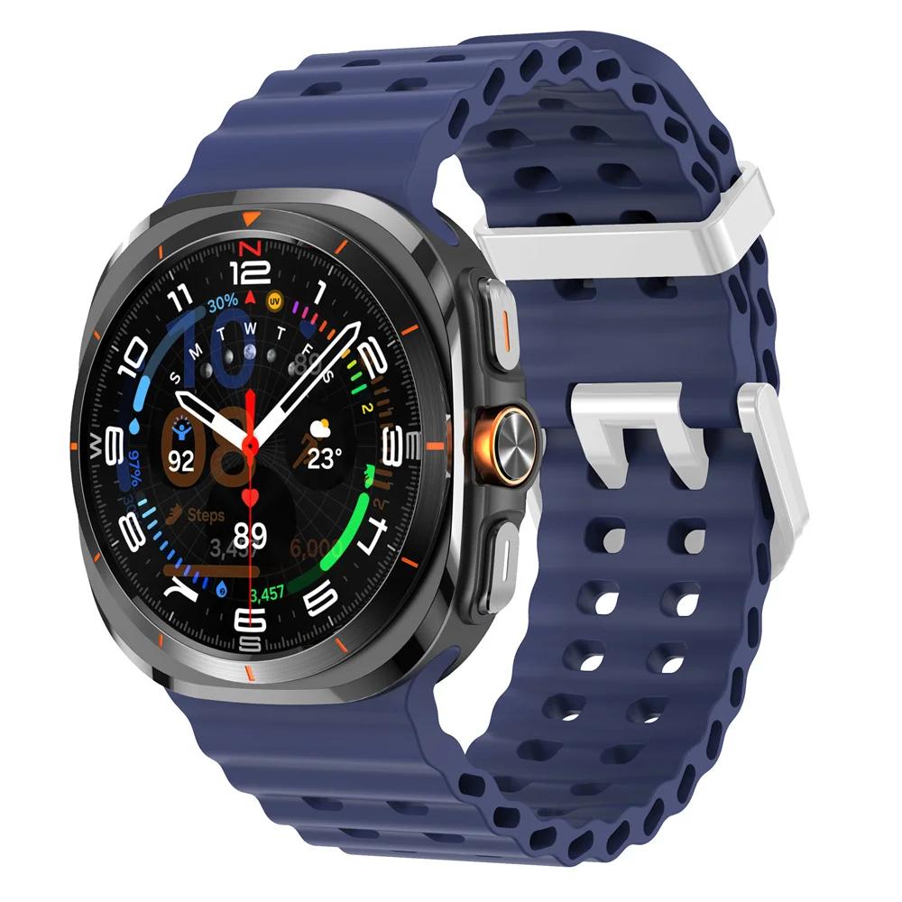 Дышащий силиконовый ремешок для Samsung Galaxy Watch Ultra 47 мм Морской браслет Galaxy Watch Ultra(2025) Ремешок для часов 47 мм