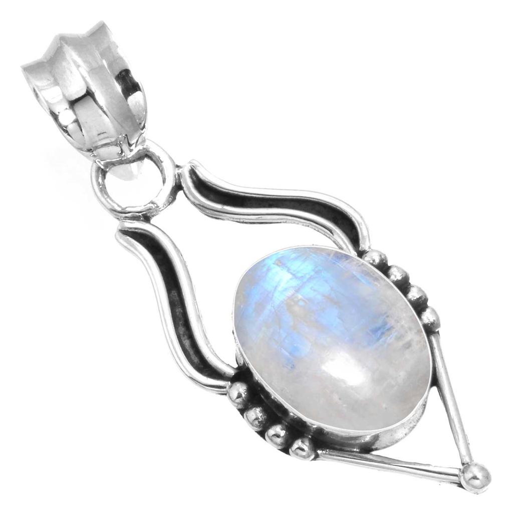 Подвеска из стерлингового серебра 925 пробы Женская Драгоценный камень Ручная работа Ювелирные изделия Подарок на День матери Малахит Лунный камень Розовый кварц Красный камень Дымчатый топаз Тигровый глаз Мода