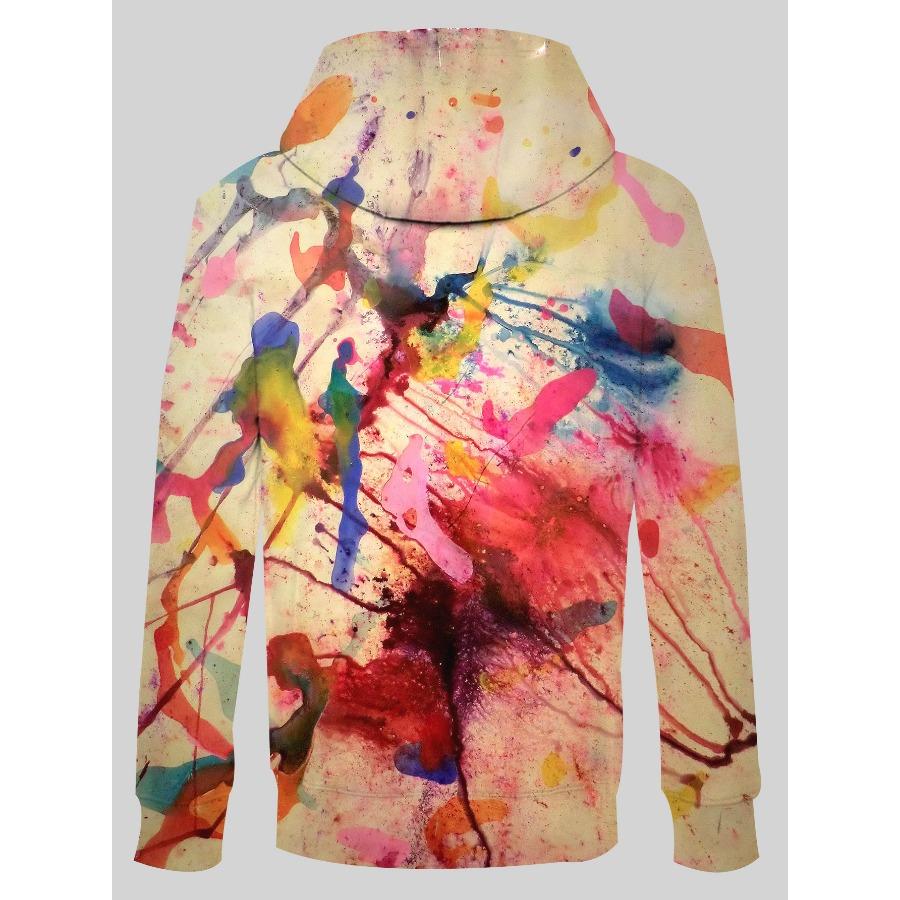 3D Printed Men's Hoodie with Colorful Graffiti Patterns, Trendy Sportswear Autumn Winter Pullovers Long Sleeves