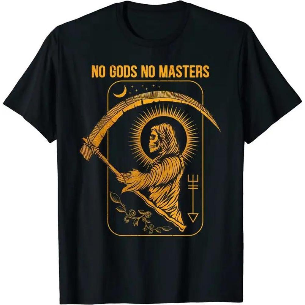 Футболка No Gods No Masters Satanic Evil Baphomet Tarot Death Satan
