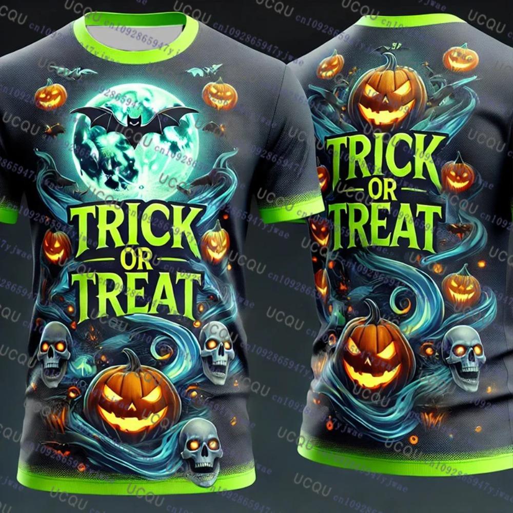 Halloween T-shirt Men's and Women's Short Sleeved T-shirt Pumpkin 3D Printed T-shirt Harajuku T-shirt Halloween T-shirt