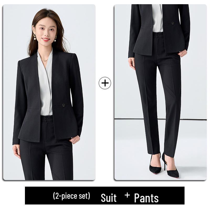 2025 Women's White Suit Set: Spring/Autumn Salon Reception Workwear Blazer